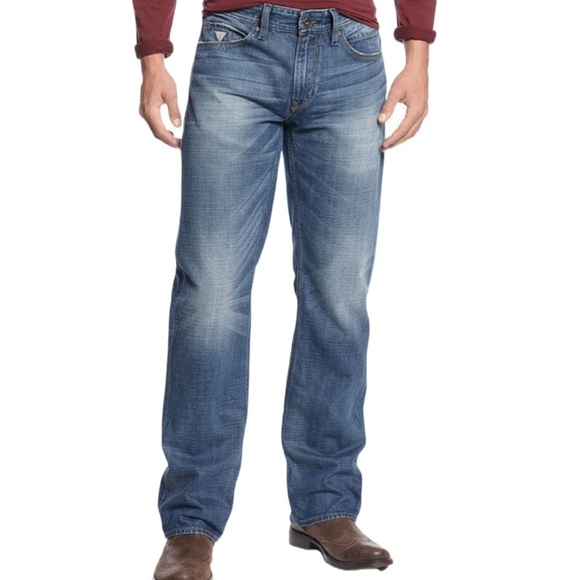 Guess Men’s Denim Relaxed Fit Bootcut Jeans - Picture 1 of 4